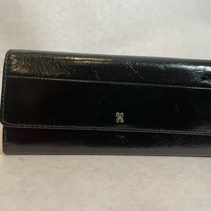 HOBO black trifold wallet leather